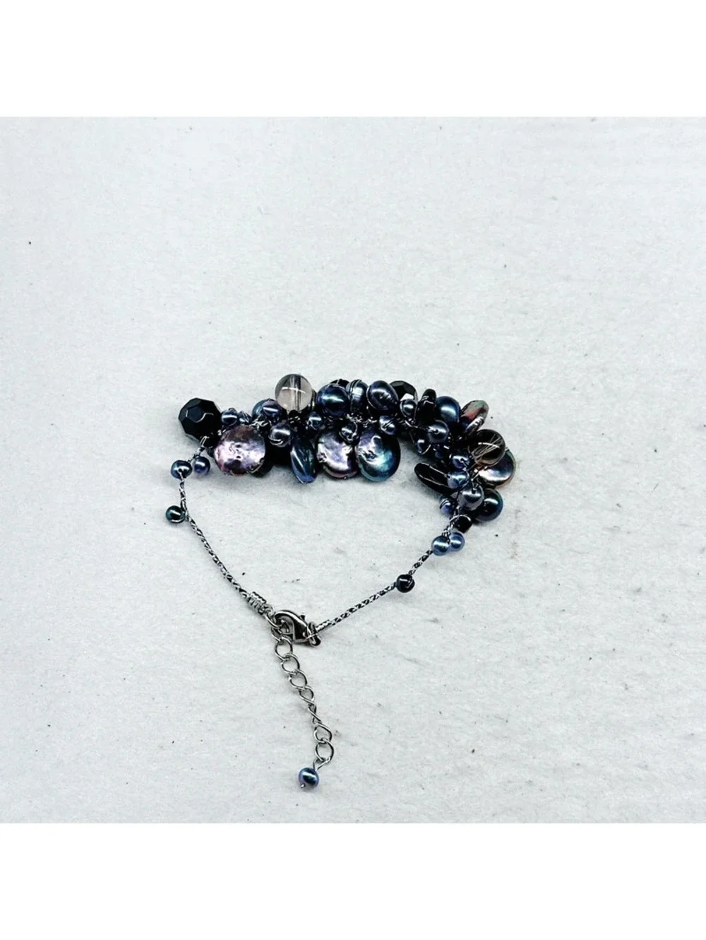 3008u. Glass Faux Pearl Bracelet Purple